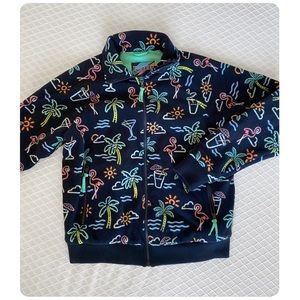 Chubbies | 80s neon flamingo palm tree print fleece jacket